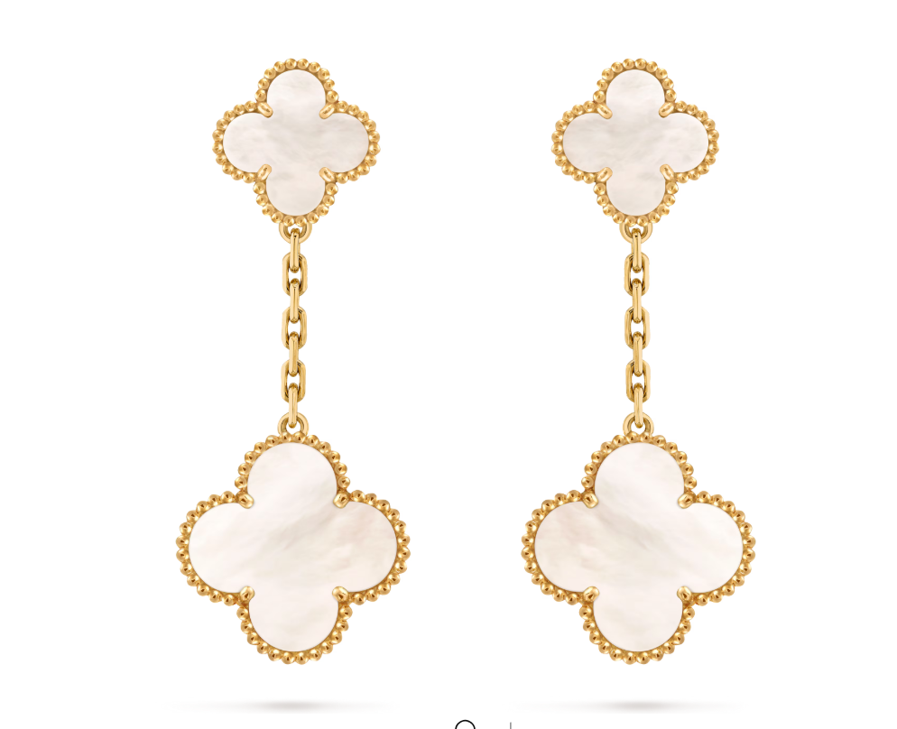 00075 Сережки Magic Alhambra, 2 мотиви з діамантами 0,96 ct та чорним перламутром - Зображення 1