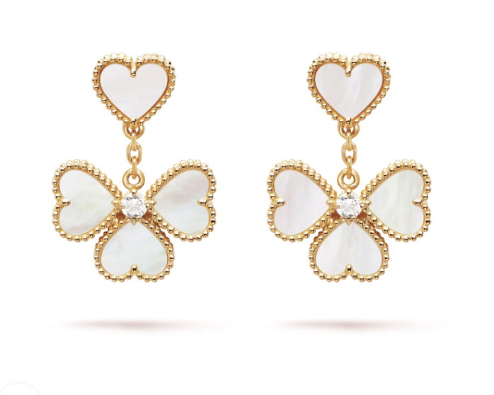 00087 Сережки Sweet Hearts з діамантами 0,17 ct та перламутром - Зображення 1