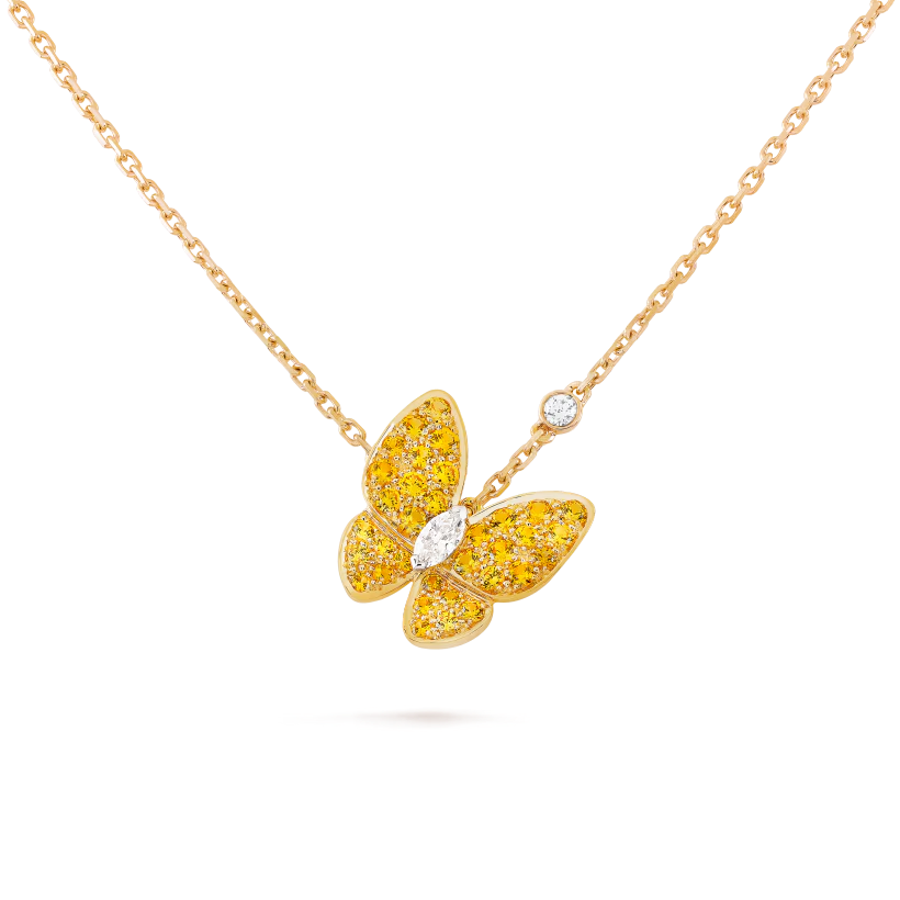 4 Підвіска Two Butterfly з жовтими сапфірами 0,88 ct та діамантами 0,2 ct - Зображення 1